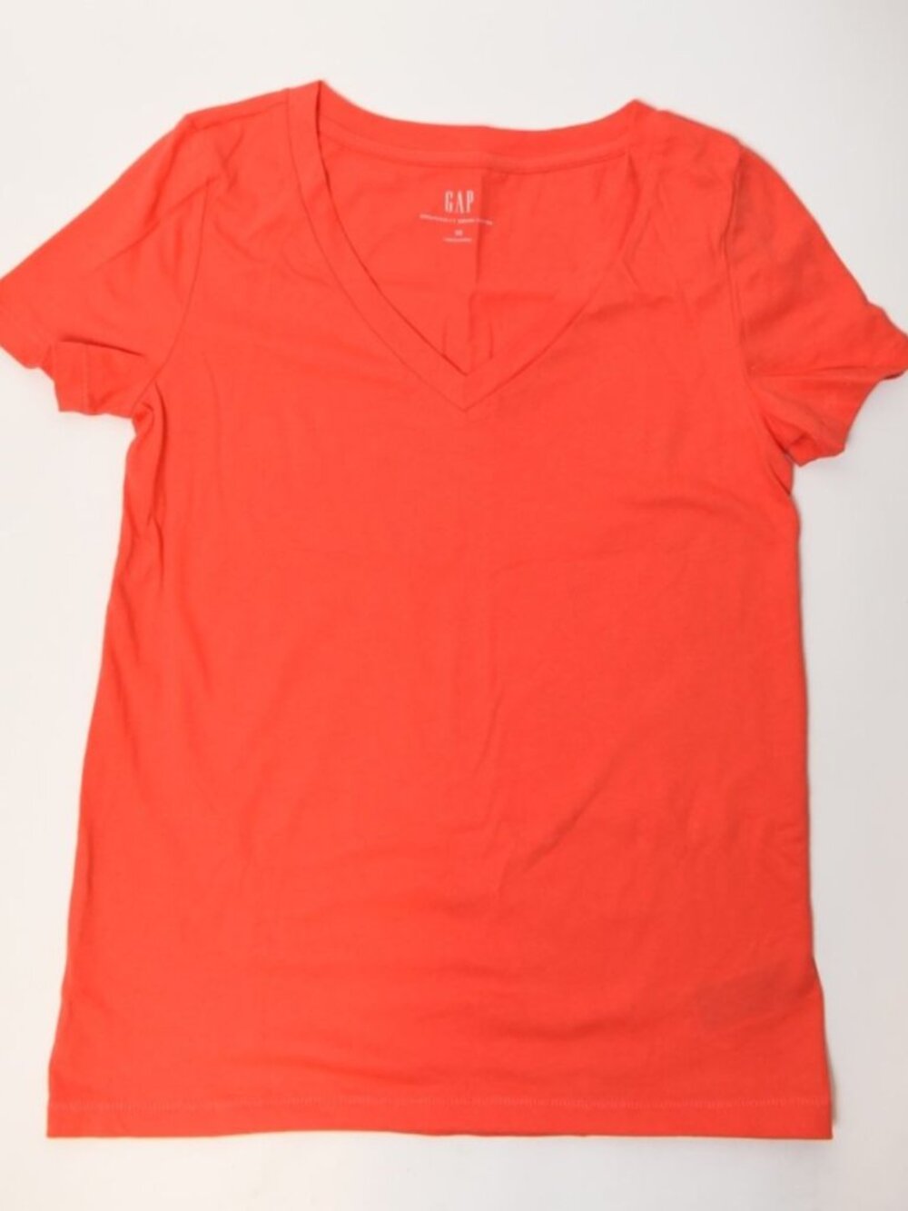 Gap Organically Grown Cotton T-Shirt Womens XS Short Sleeve V-Neck Orange NEW